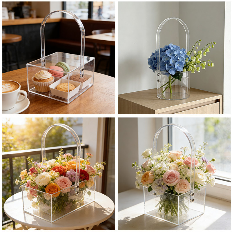Flower Wrap Kraft - Acrylic Handheld Flower Box Transparent Rectangle