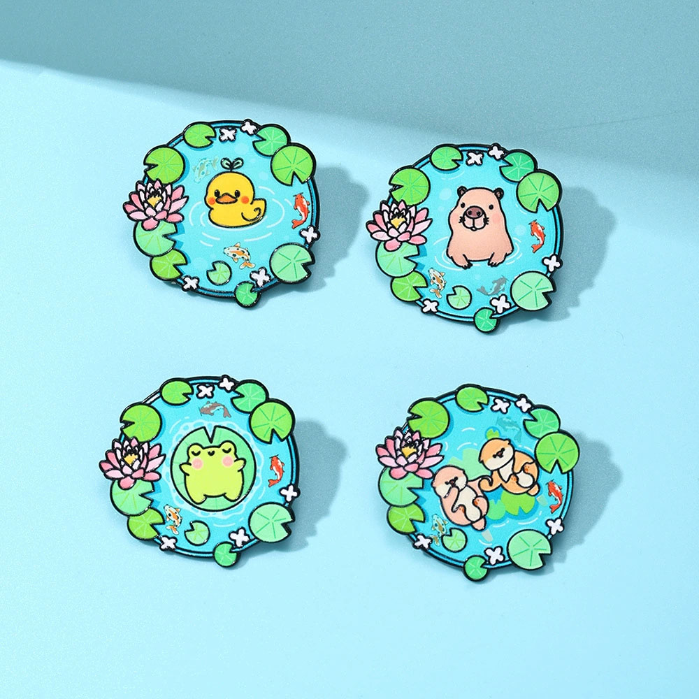 Cartoon Pool Animal Enamel Bro - Flower Frog Pin 评论和价格