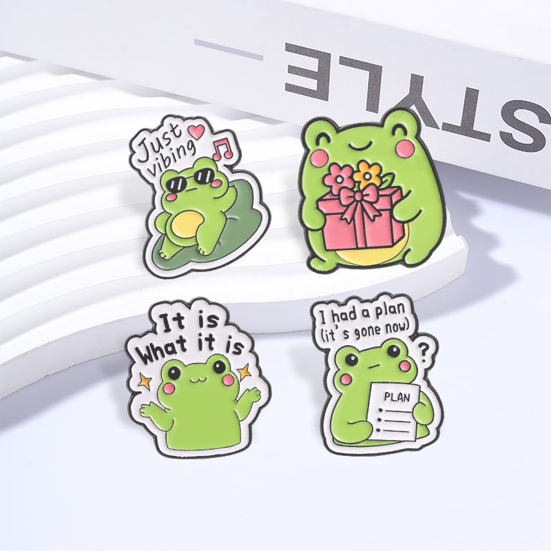 Cartoon Animal Enamel Brooch L - Flower Frog Pin 评论和价格