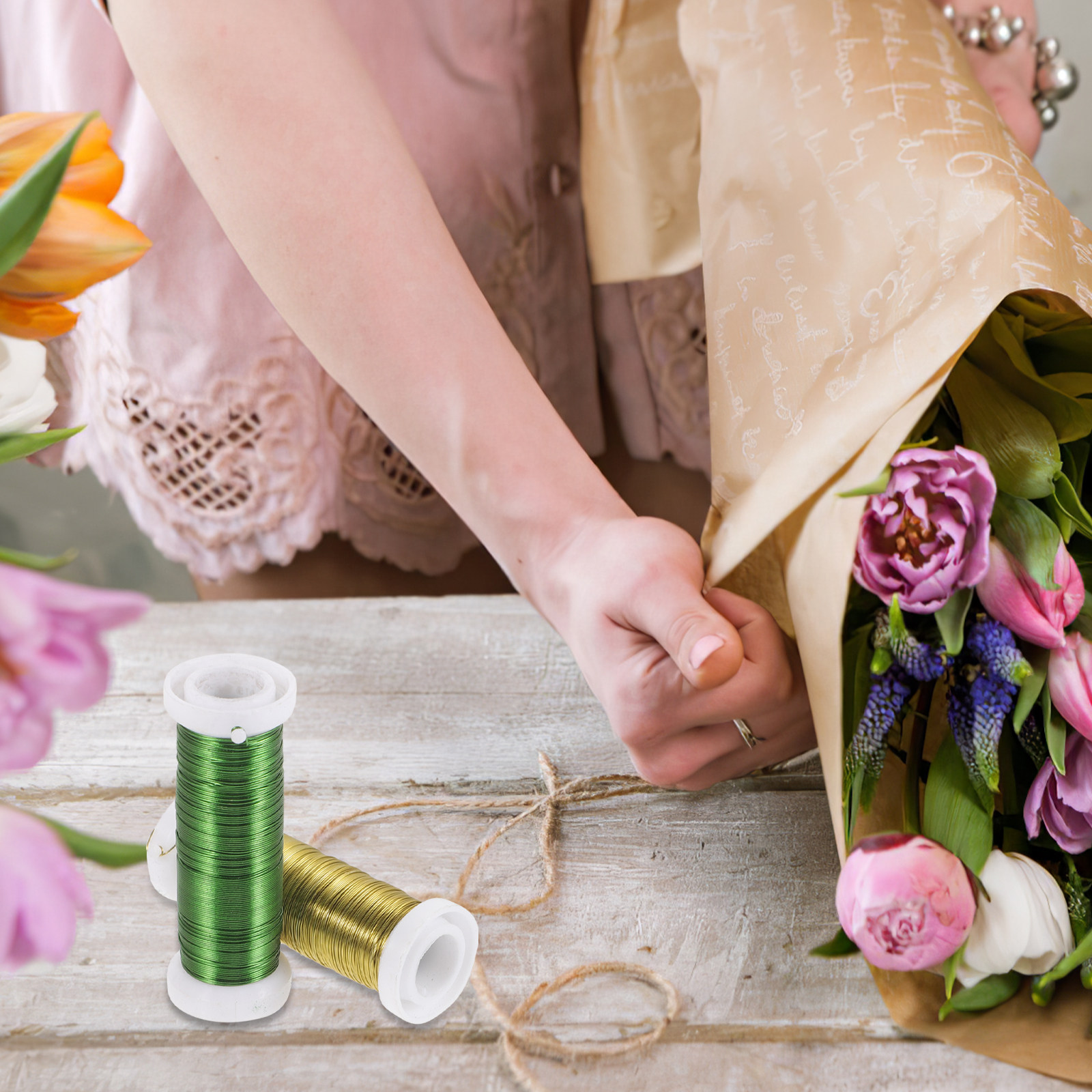 2 Rolls Floral Stem Wire Craft - Wire Stem Florist 评论和价格