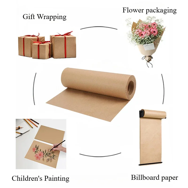 YITAPE 30cm*5M Brown Kraft Pap - Flower Wrap Kraft 评论和价格